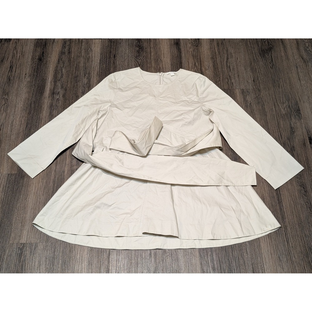COS Women's Beige/Cream‎ Dress Size 8 Long Sleeve Belted Casual Minimalist READ
